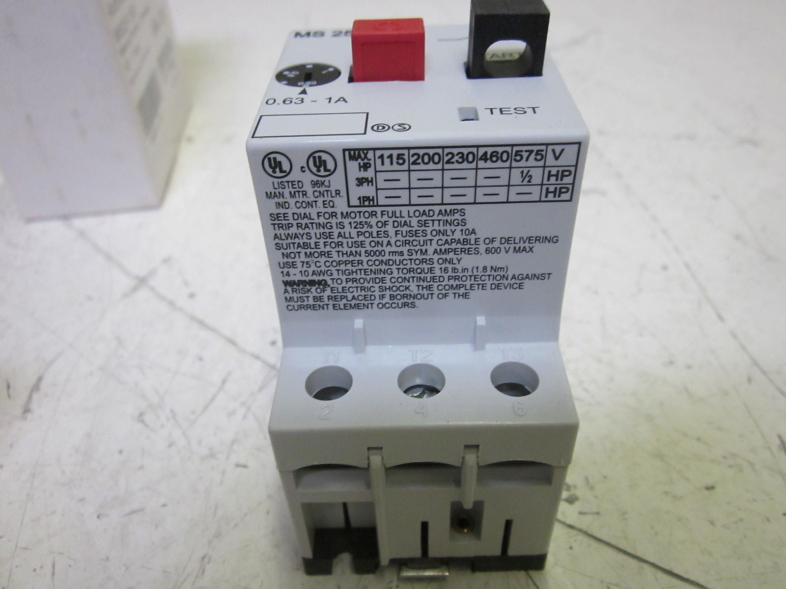 AUTOMATION DIRECT MS25-100 MANUAL STARTER .63-1A  *NEW IN BOX*
