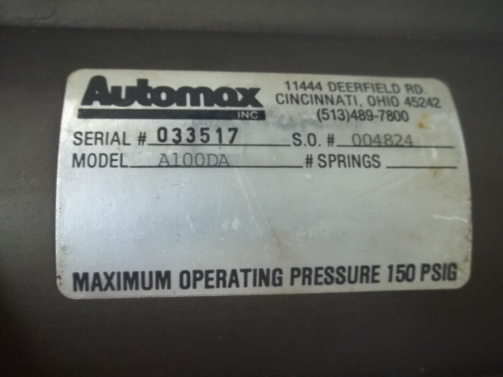 AUTOMAX A100DA PNEUMATIC ACTUATOR *USED*