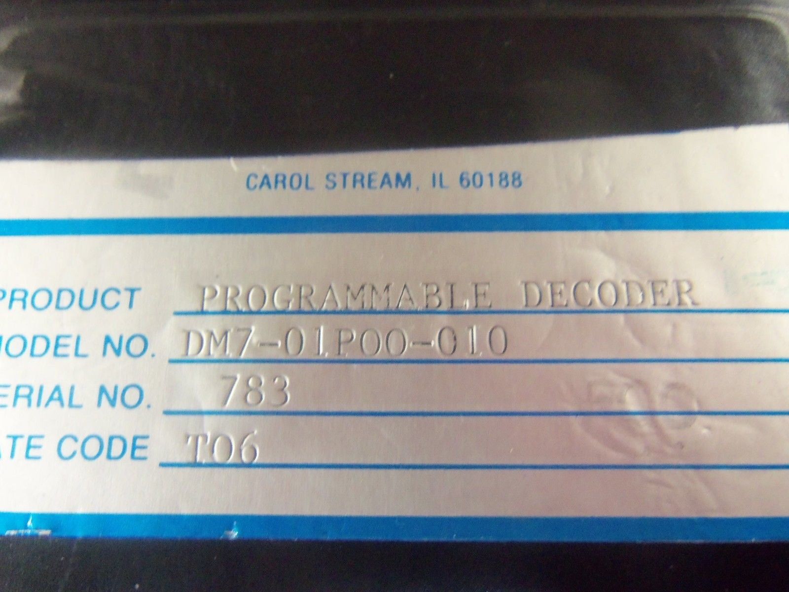 AUTOTECH CORPORATION DM7-01P00-010 PROGRAMMABLE DECODER *USED*