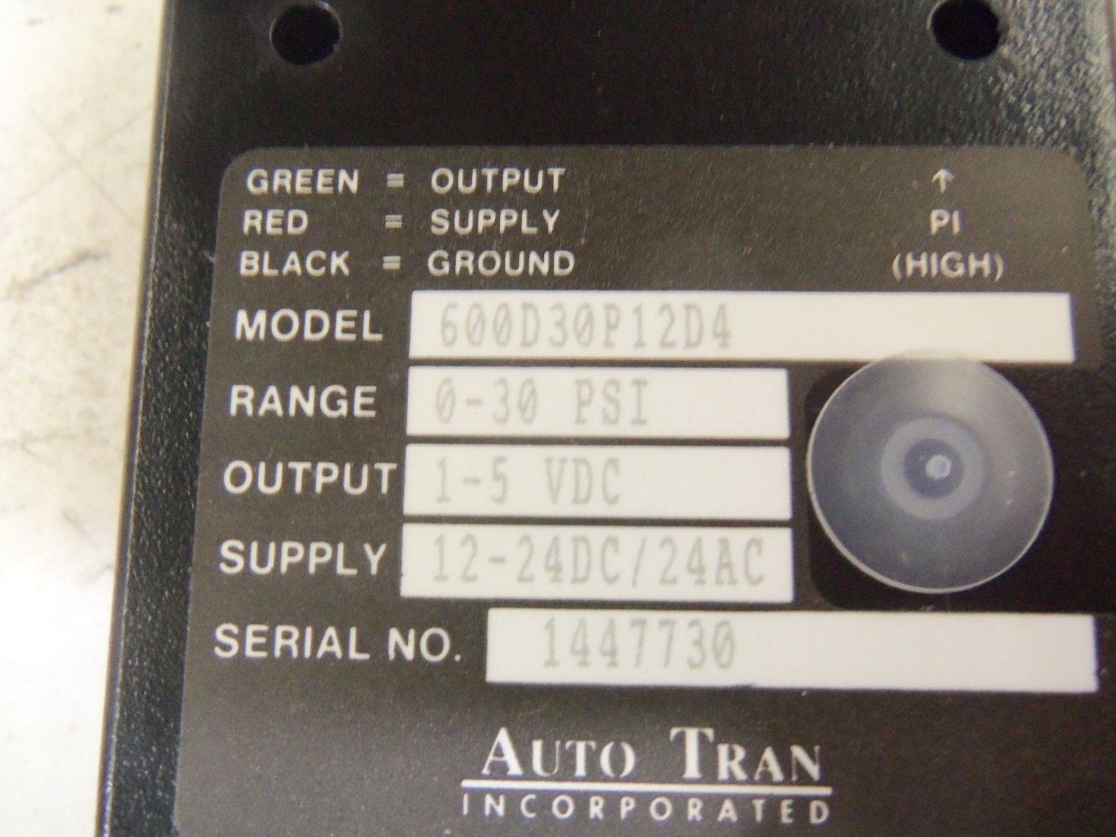 AUTO TRAN 600D30P12D4 0-30 PSI *NEW NO BOX*