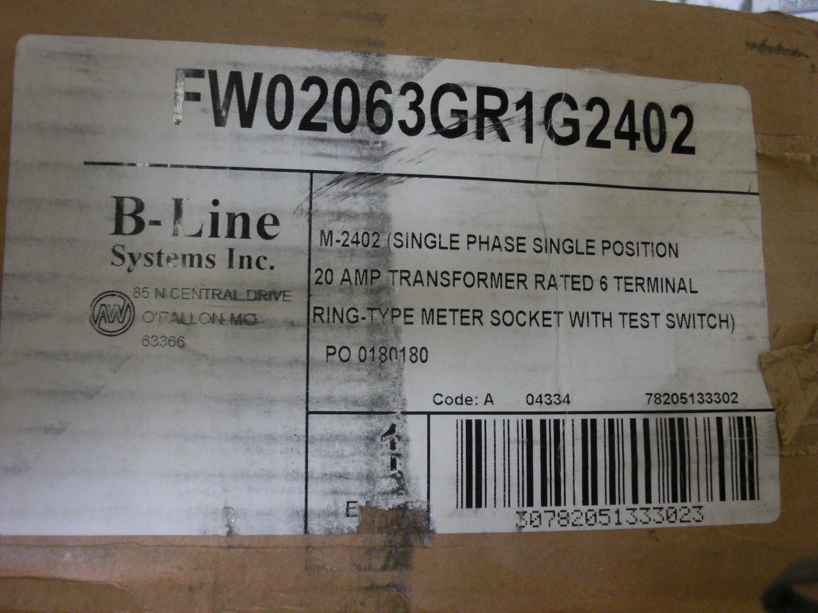 B-LINE SYSTEMS FW02063GR1G2402 *NEW IN BOX*