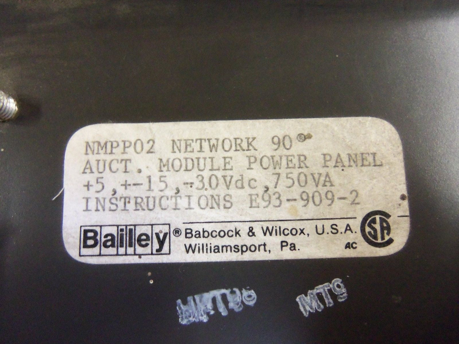 BAILEY NMPP02 MODULE POWER PANEL *USED*
