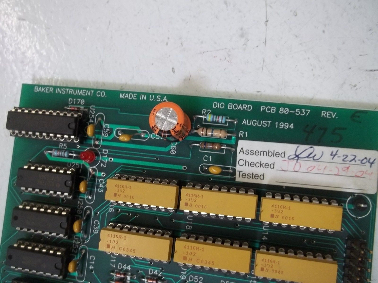 BAKER INSTRUMENT CO. PCB 80-537 REV.E DIO BOARD *USED*