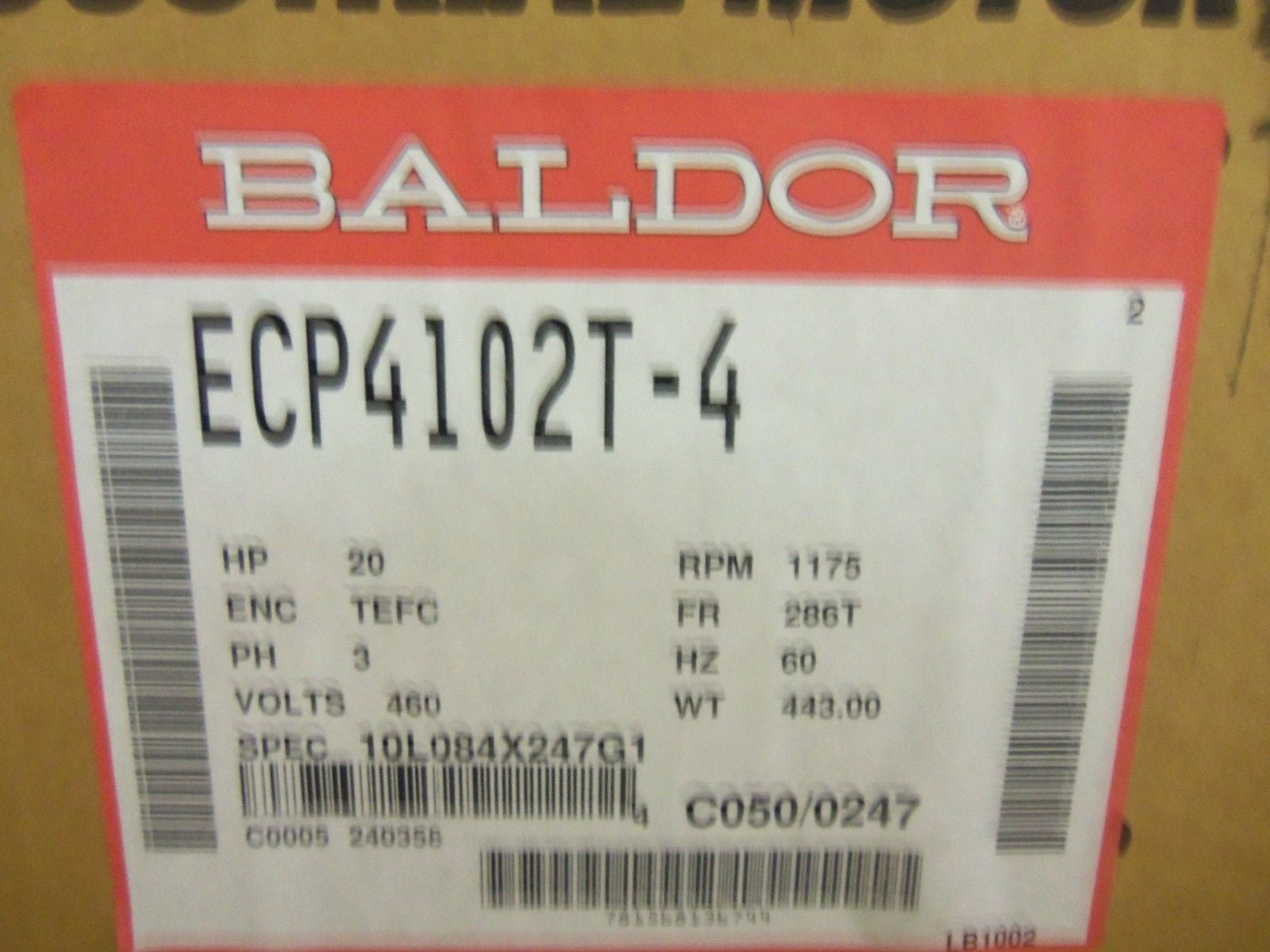 BALDOR ECP4102T-4 MOTOR *NEW IN BOX*
