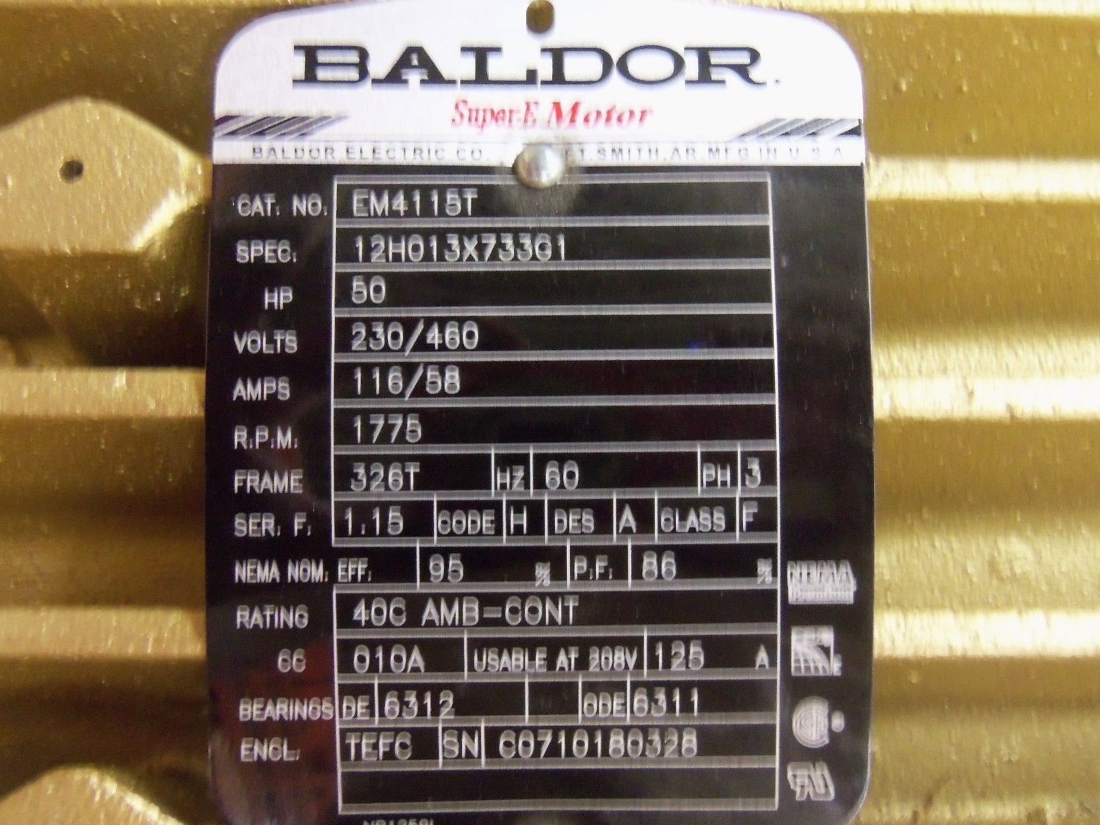 BALDOR EM4115T MOTOR (AS PICTURED) *NEW IN BOX*