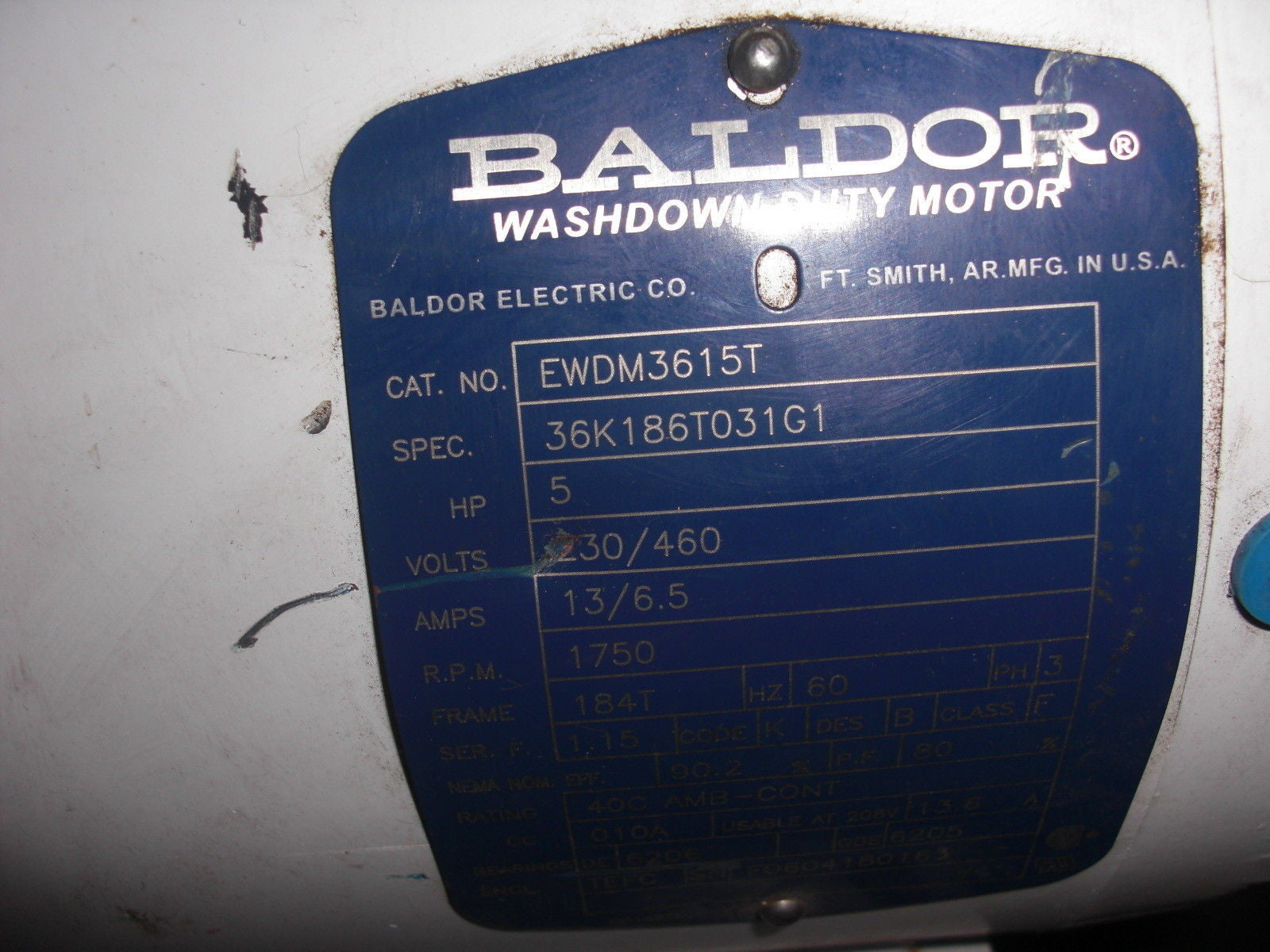 BALDOR EWDM3615T WASH DOWN DUTY MOTOR 5 HP 1750 RPM *NEW NO BOX*