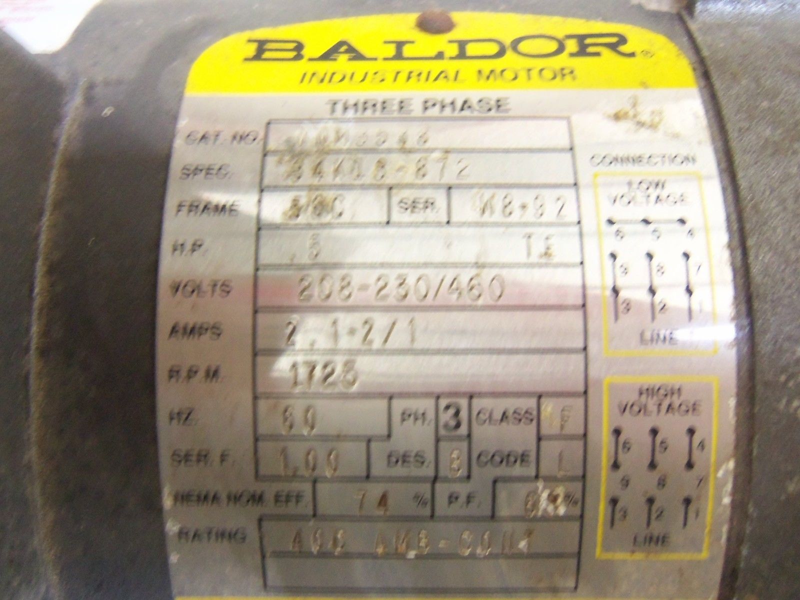 BALDOR VNM3538 MOTOR *USED*
