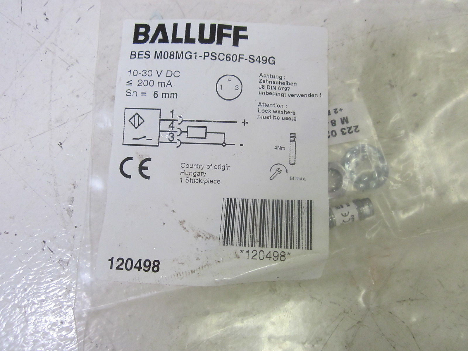 BALLUFF BES M08MG1-PSC60F-S49G PROXIMITY SWITCH 10-30VDC *NEW IN A FACTORY BAG*