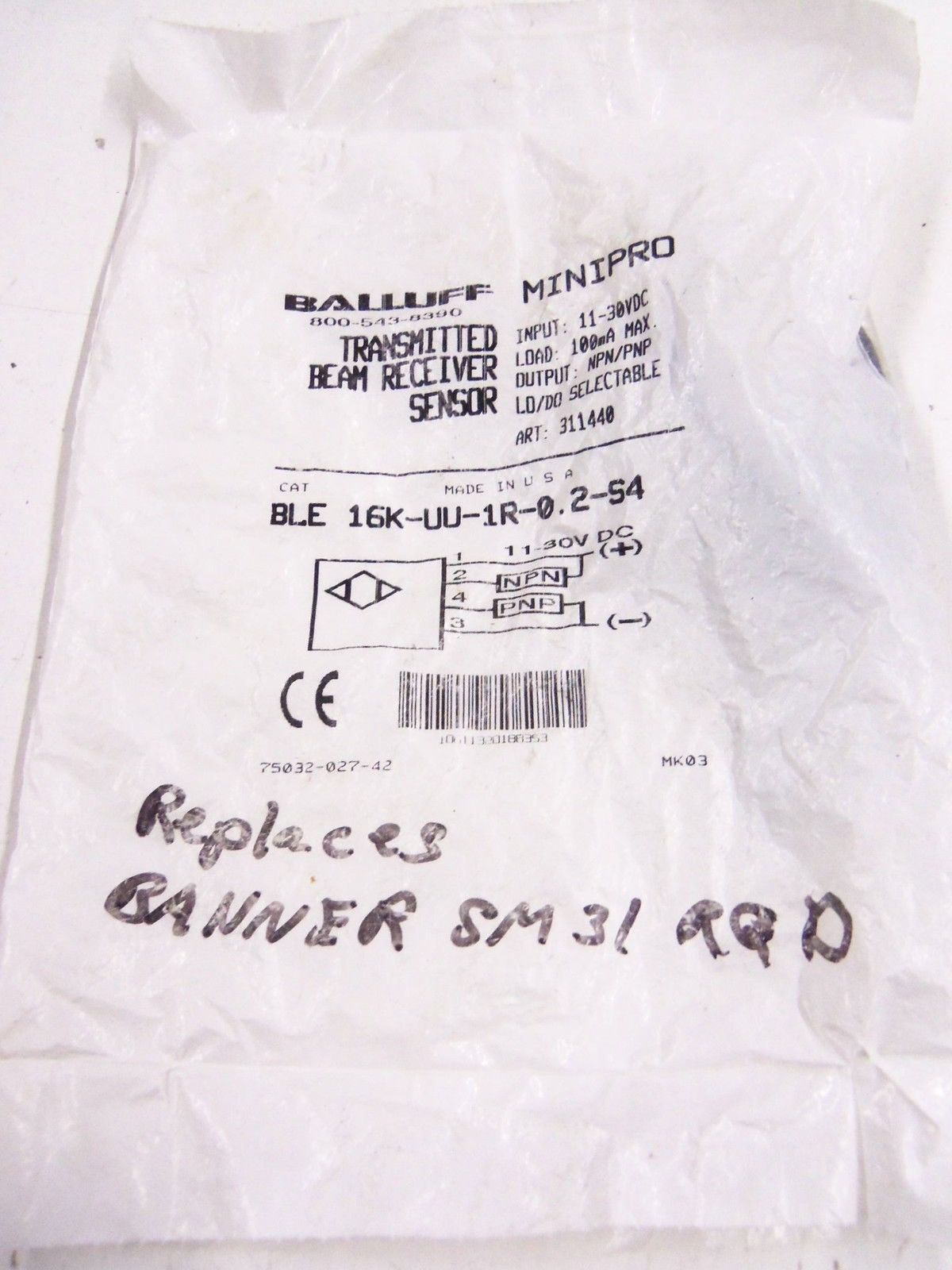 BALLUFF BLE 16K-UU-1R-0.2-S4 *NEW IN FACTORY BAG*