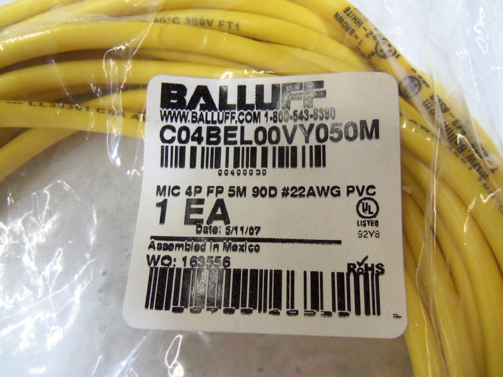 BALLUFF C04BEL00VY050M *NEW IN FACTORY BAG*