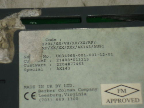 BARBER-COLMAN 2204/NS/VH/XX/XX/RF/FR/XX/XX/XXX/AX143