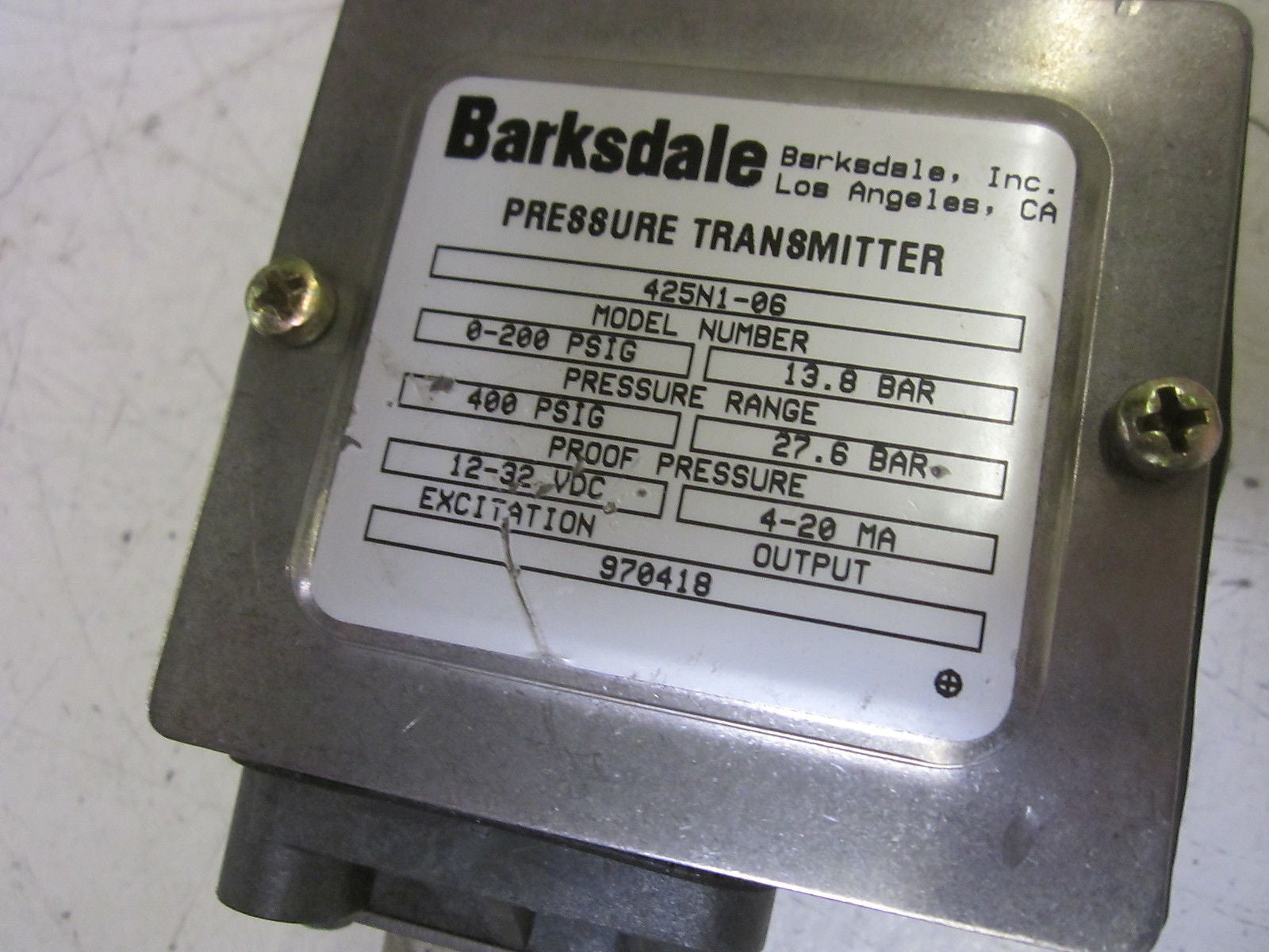 BARKSDALE 425N1-06 PRESSURE TRANSMITTER 12-32VDC *NEW NO BOX*