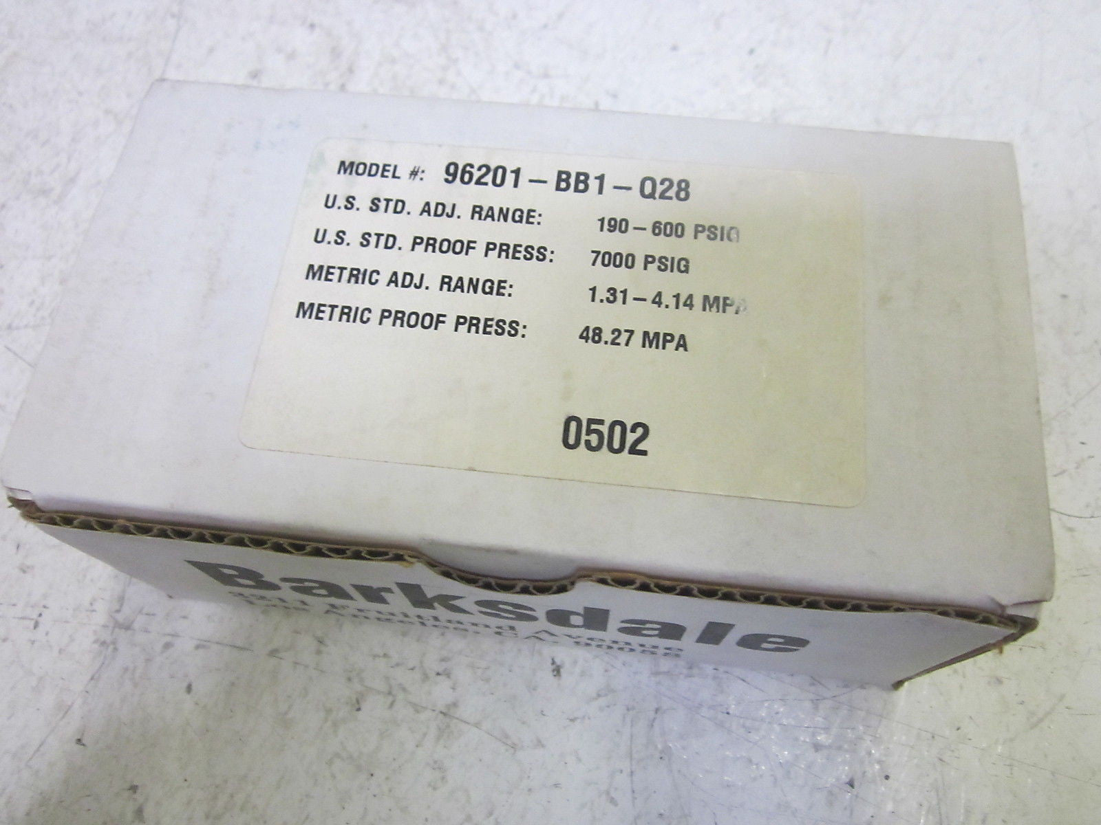 BARKSDALE 96201-BB1-Q28 PRESSURE SWITCH 5A 125/250VAC *NEW IN BOX*
