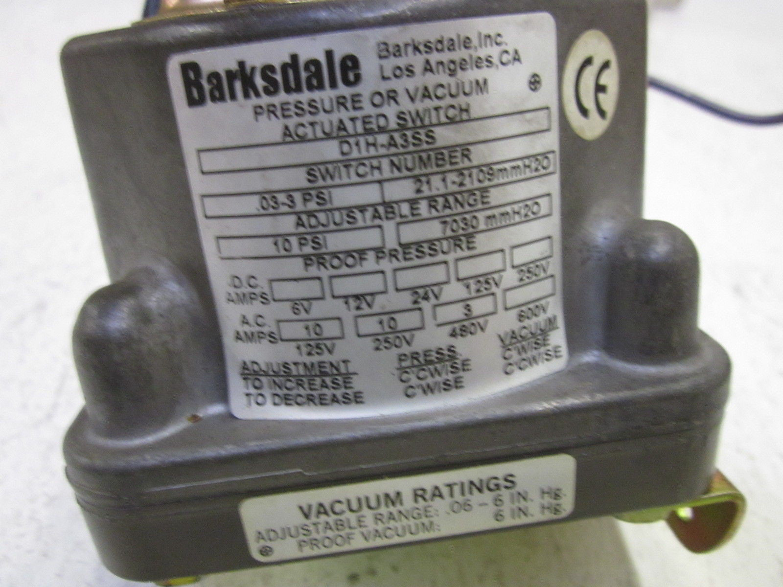 BARKSDALE D1H-A3SS *NEW NO BOX*