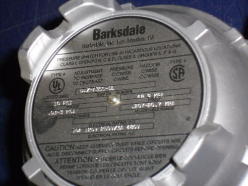 BARKSDALE D1X-A3SS-UL PRESSURE SWITCH *NEW NO BOX*