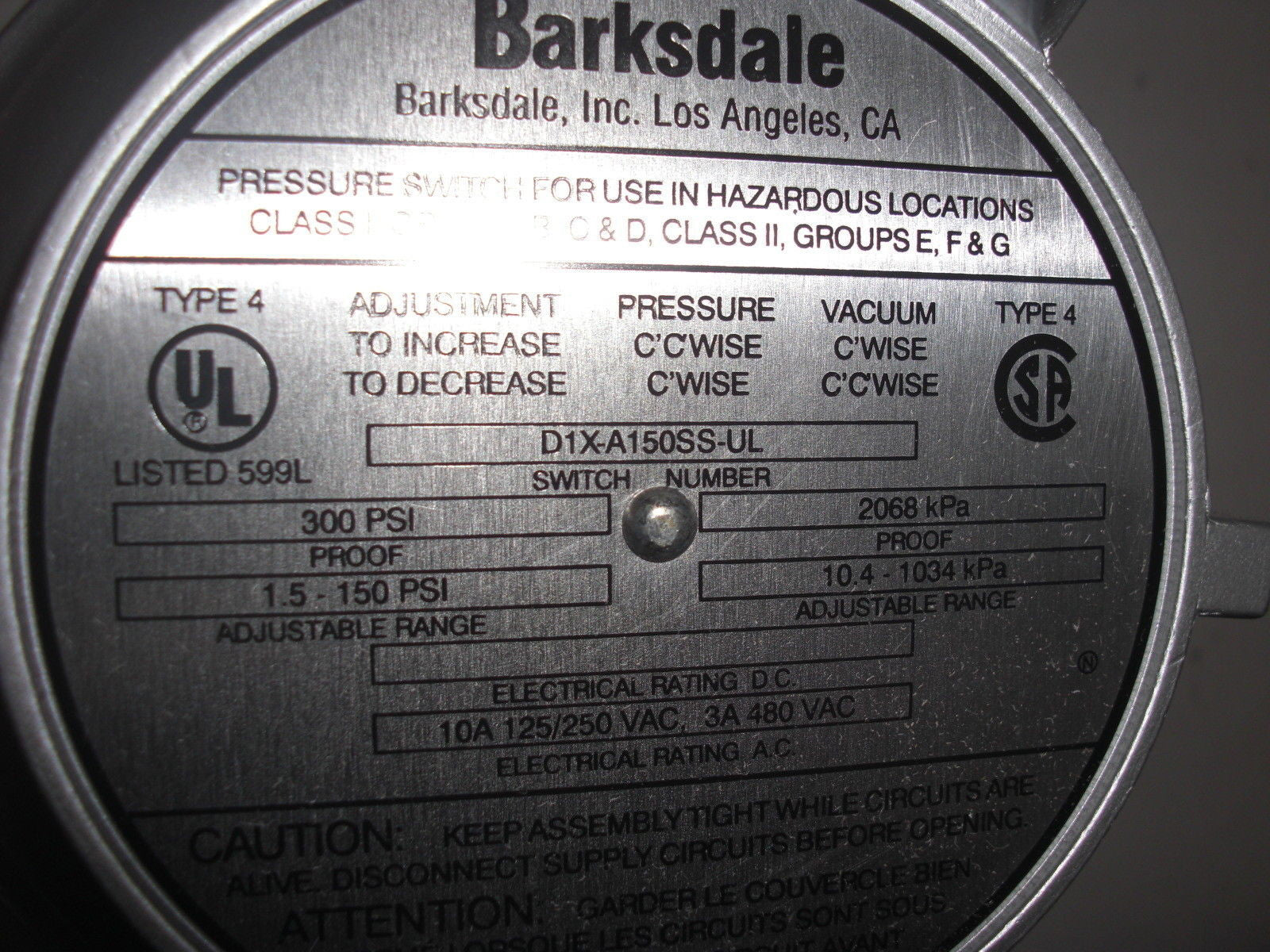 BARKSDALE DIX-A150SS-UL *NEW NO BOX*