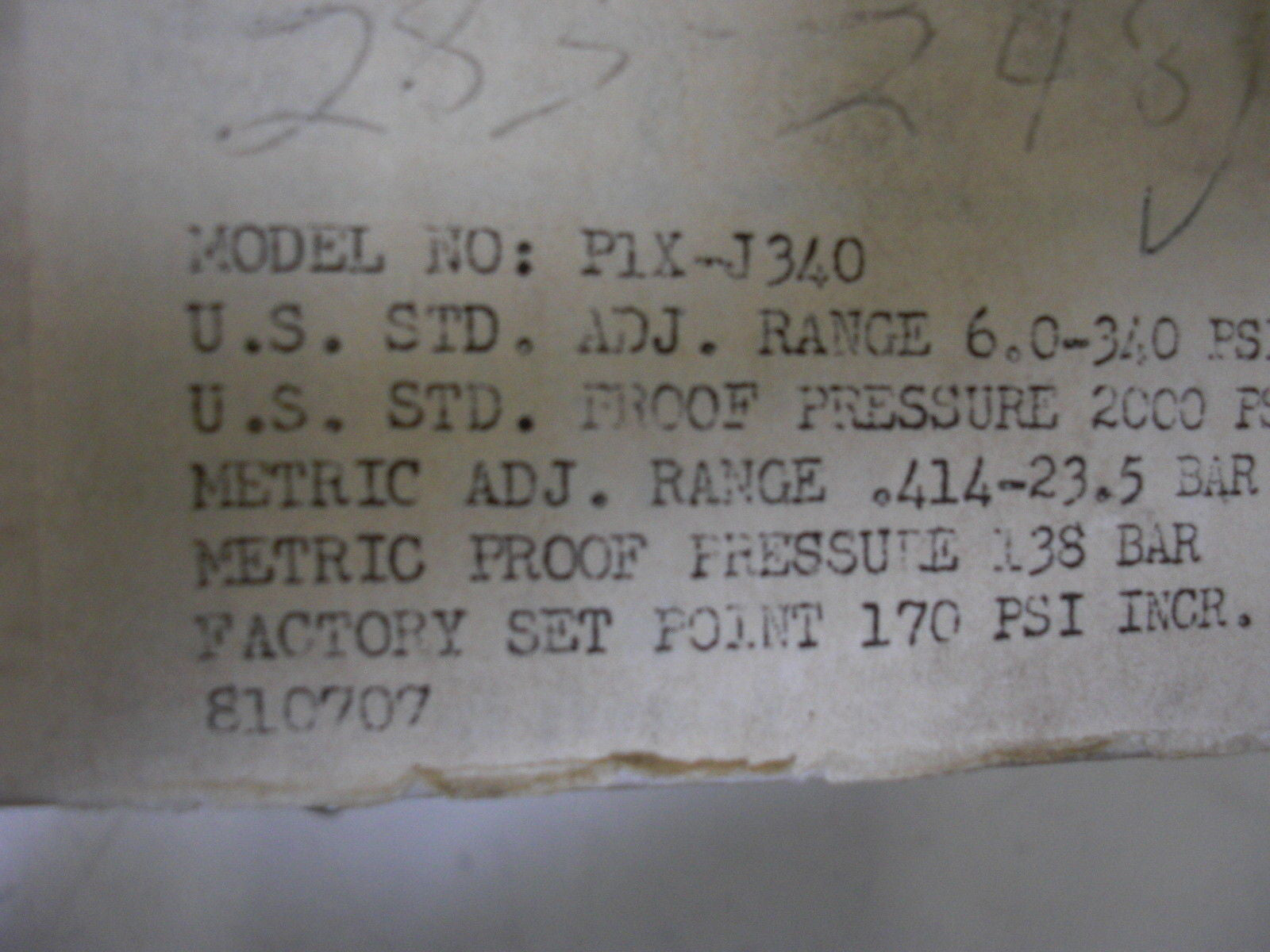BARKSDALE P1X-J340  *NEW IN BOX*