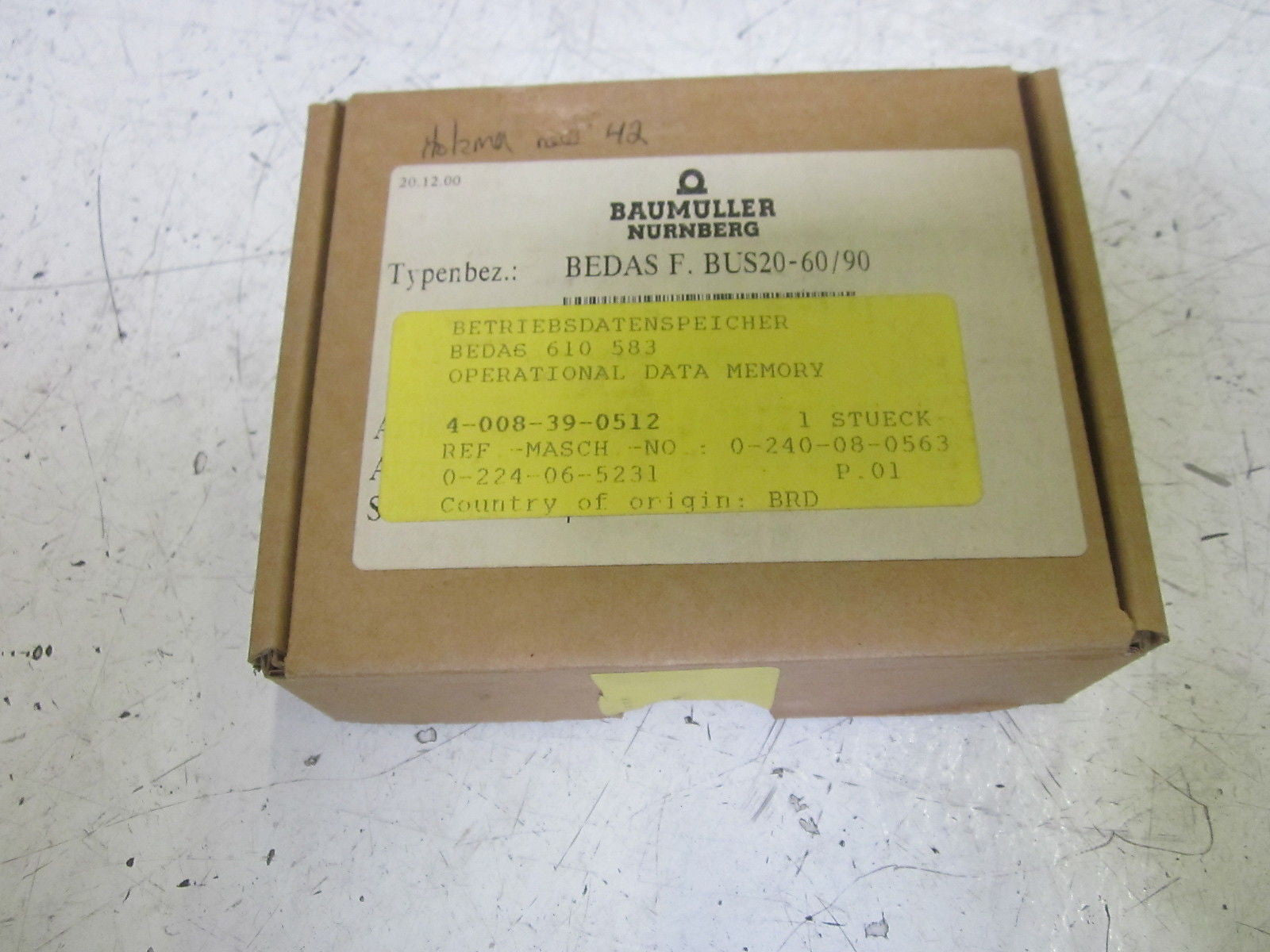 BAUMULLER 4-008-39-0512 OPERATIONAL DATA MEMORY *NEW IN BOX*
