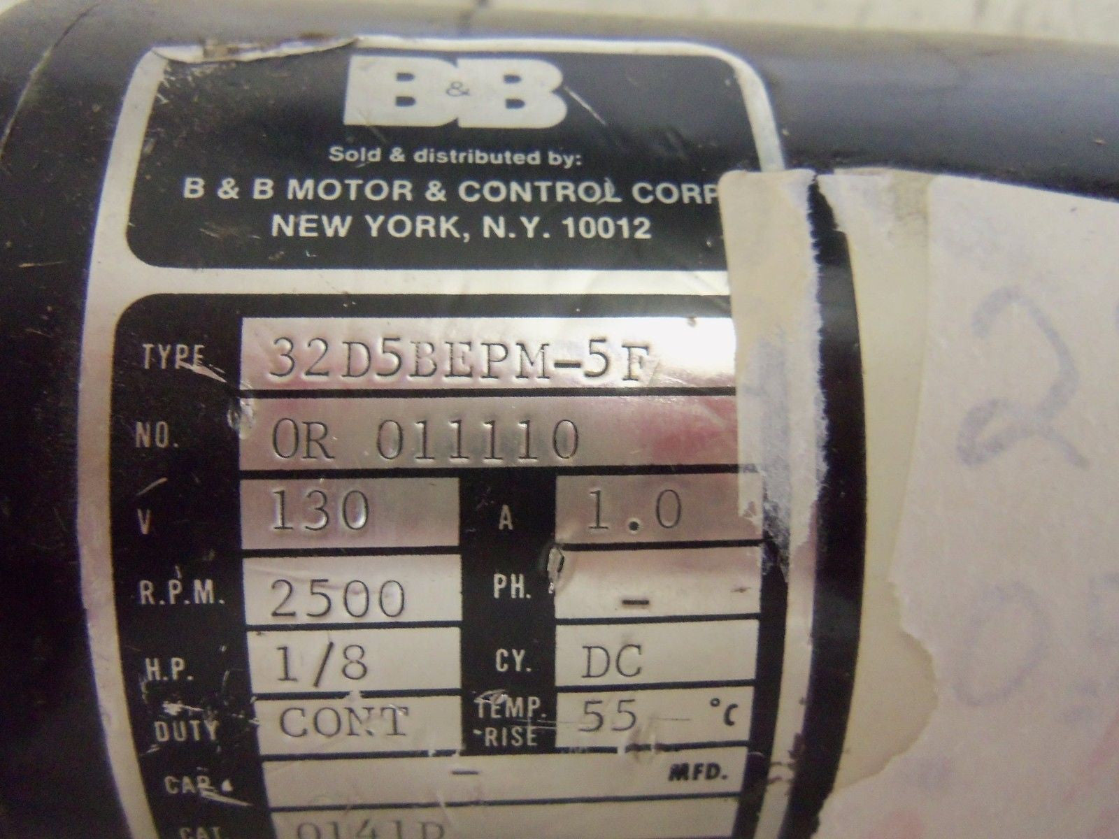 B&B 32D5BEPM-5F GEAR MOTOR *USED*
