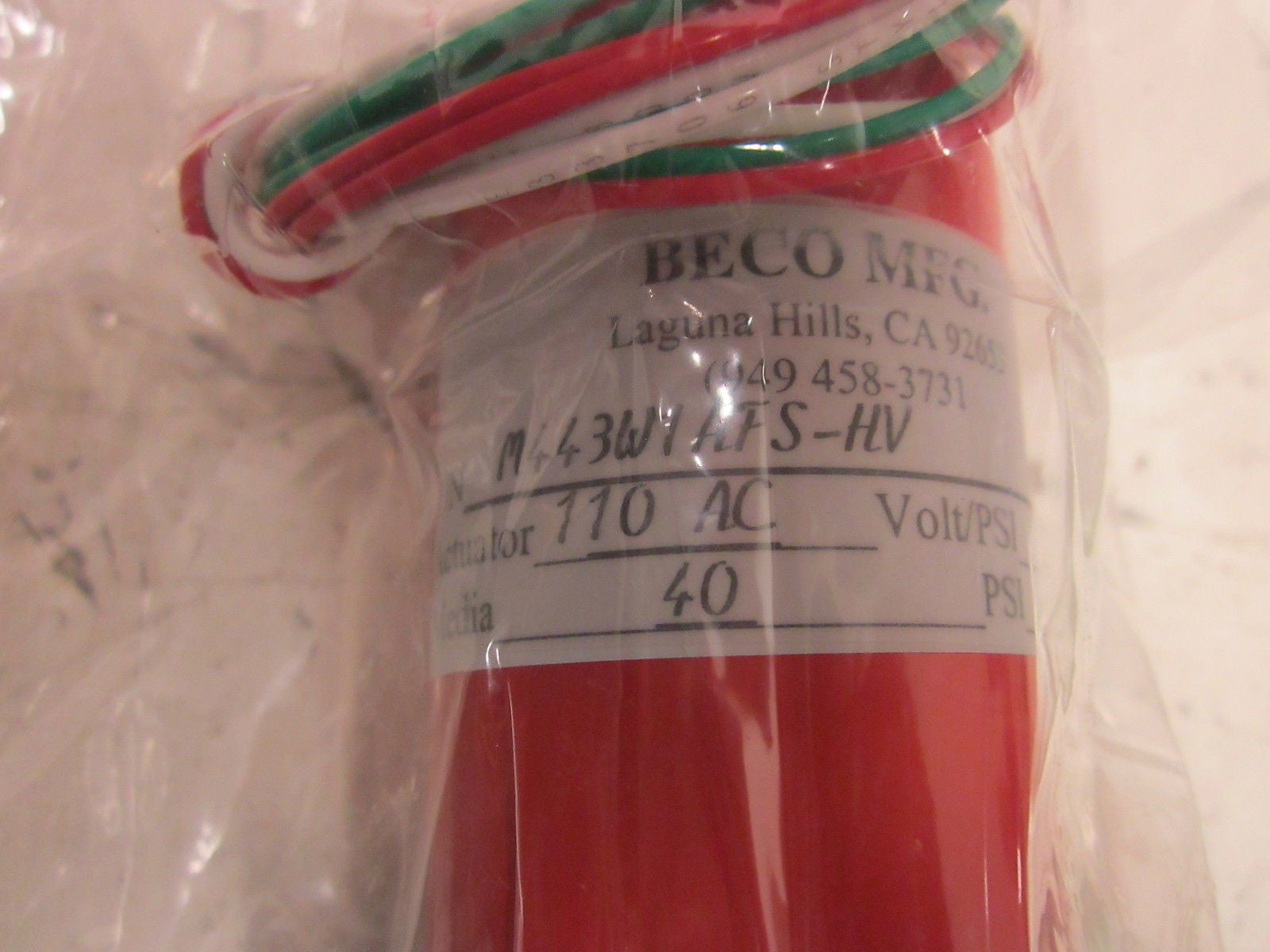 BECCO MFG. M443W1AFS-HV VALVE 110V 40PSI *NEW NO BOX*