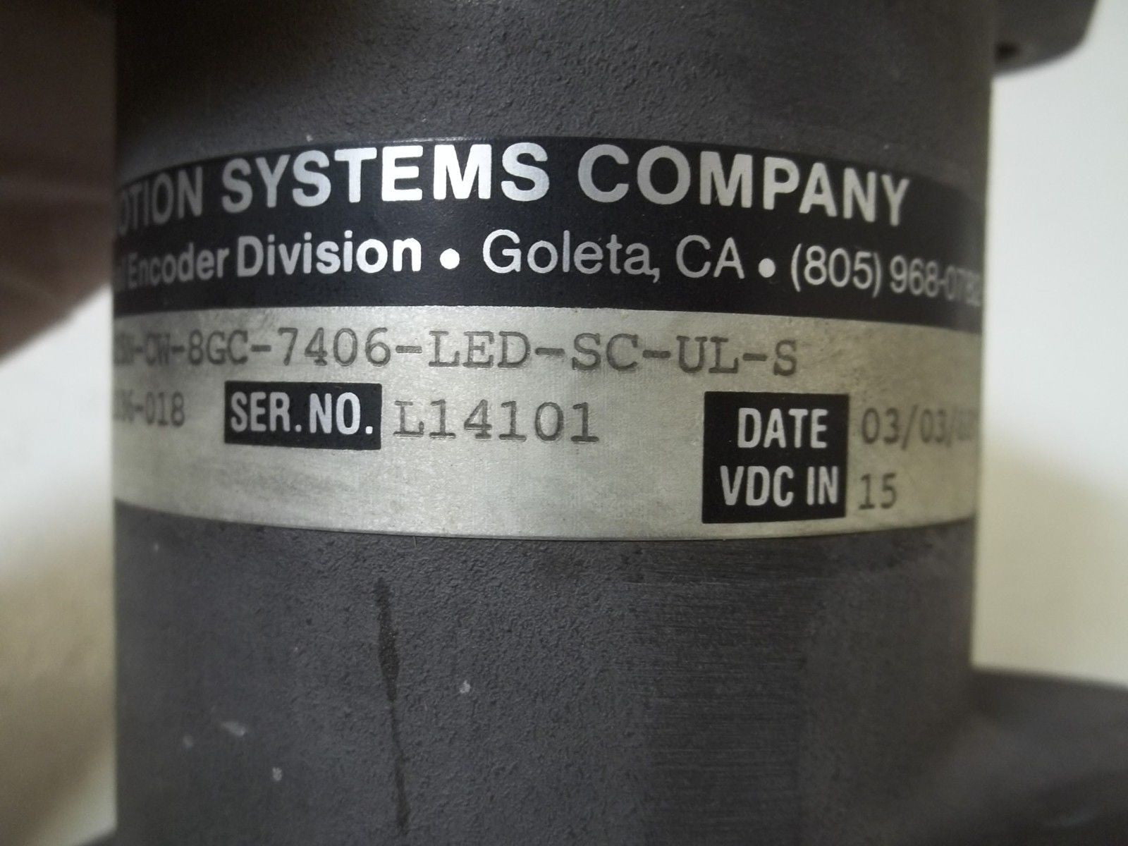 BEI MOTION SYSTEMS COMPANY H38D-H25N-CW-8GC-7406-LED-SC-UL-S ENCODER*USED*