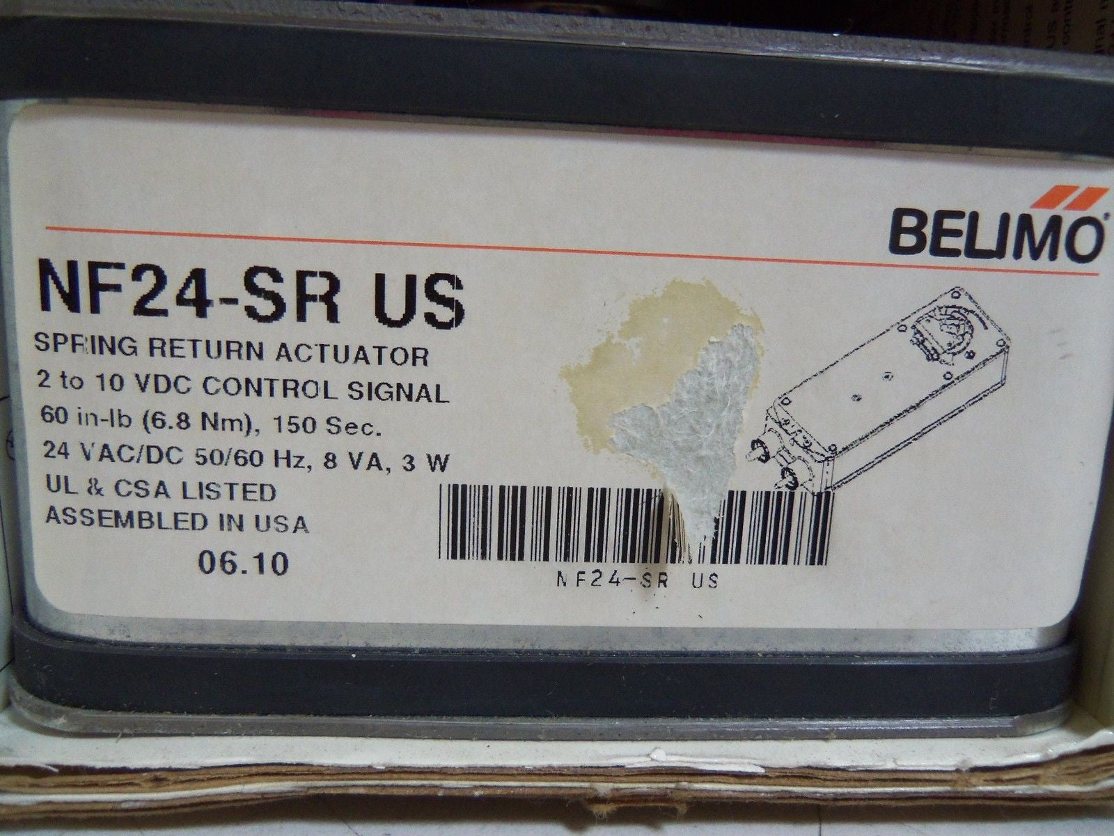 BELIMO SPRING RETURN ACTUATOR NF24-SR US *NEW NO BOX*