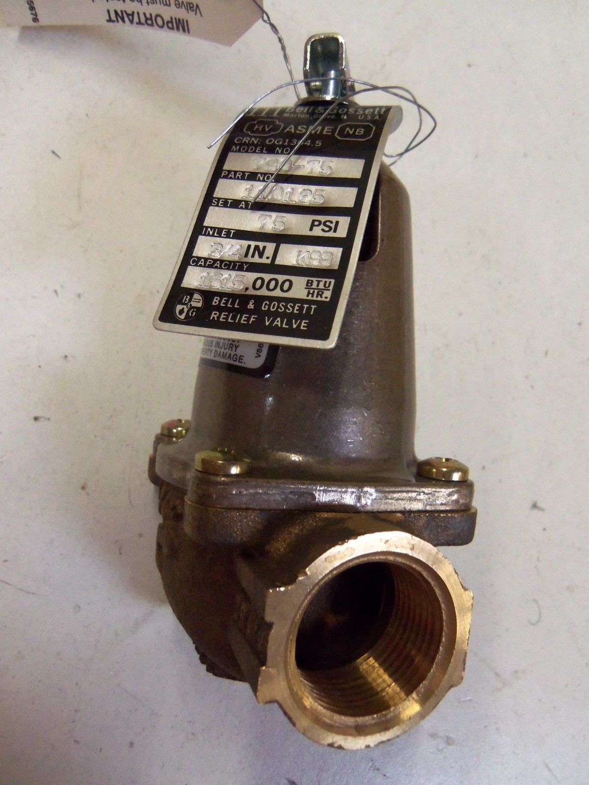 BELL & GOSETT RELIEF VALVE 110125 *NEW IN BOX*