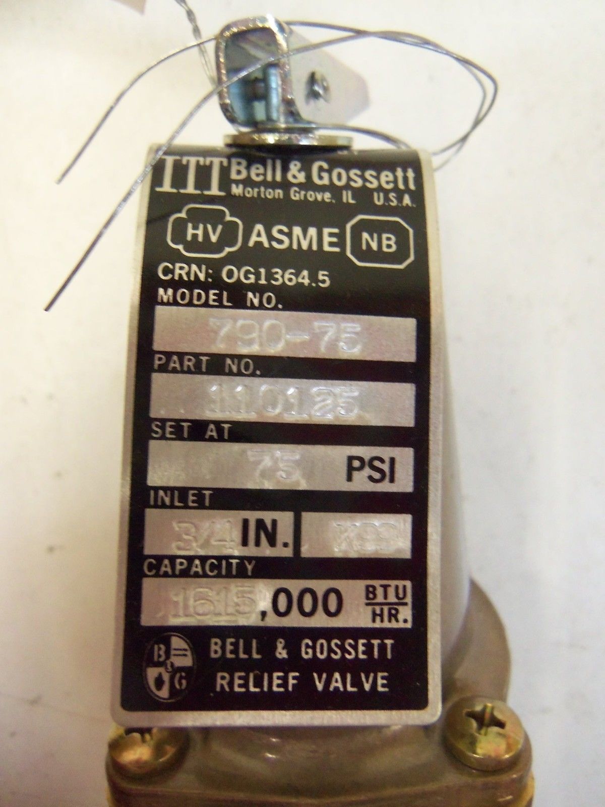 BELL & GOSETT RELIEF VALVE 110125 *NEW IN BOX*