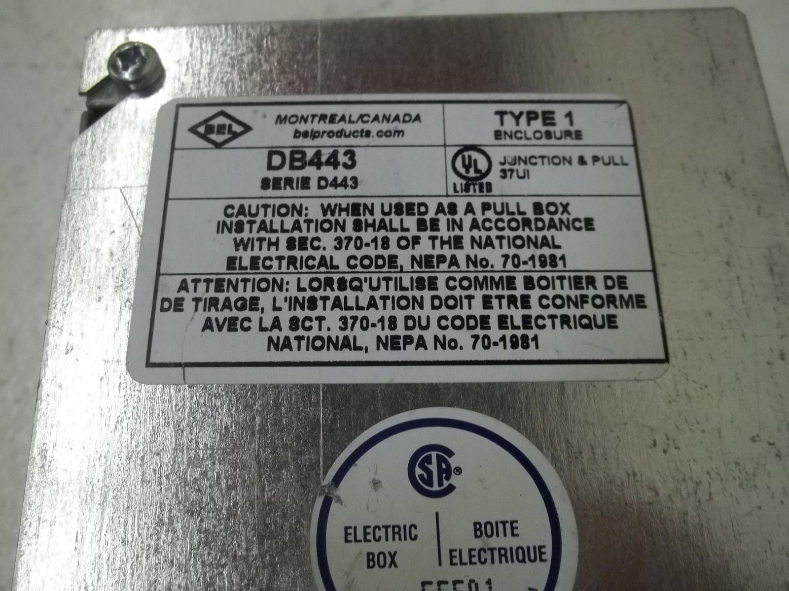 BEL PRODUCTS DB443 *NEW NO BOX*