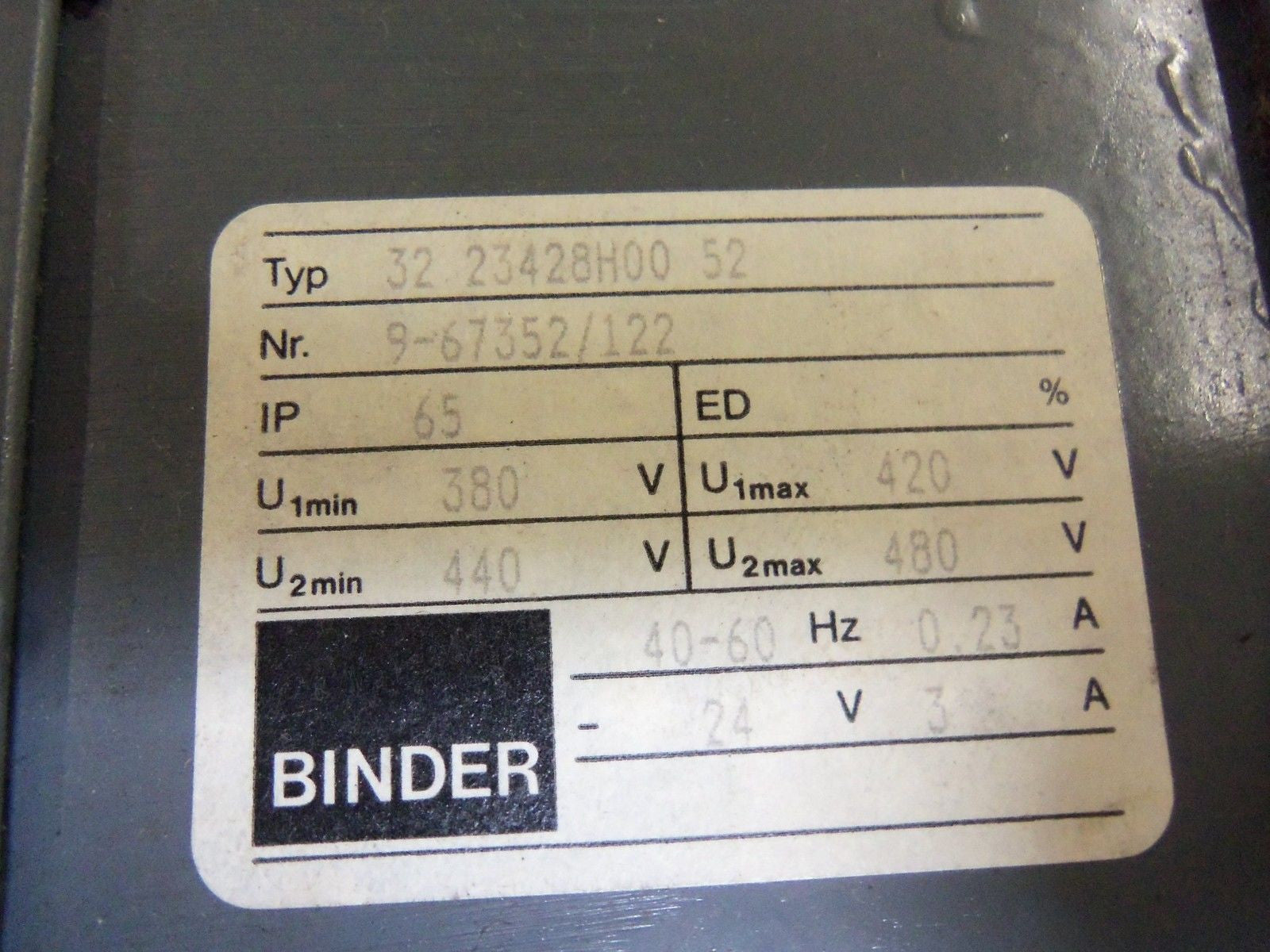 BINDER 72 10519C1 MOTOR *USED*