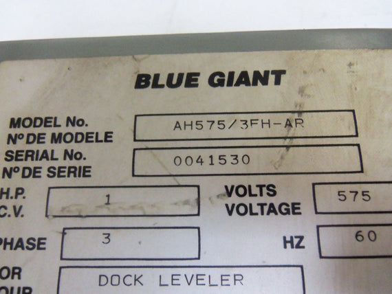 BLUE GIANT AH575/3FH-AR DOCK LEVELER *NEW NO BOX*