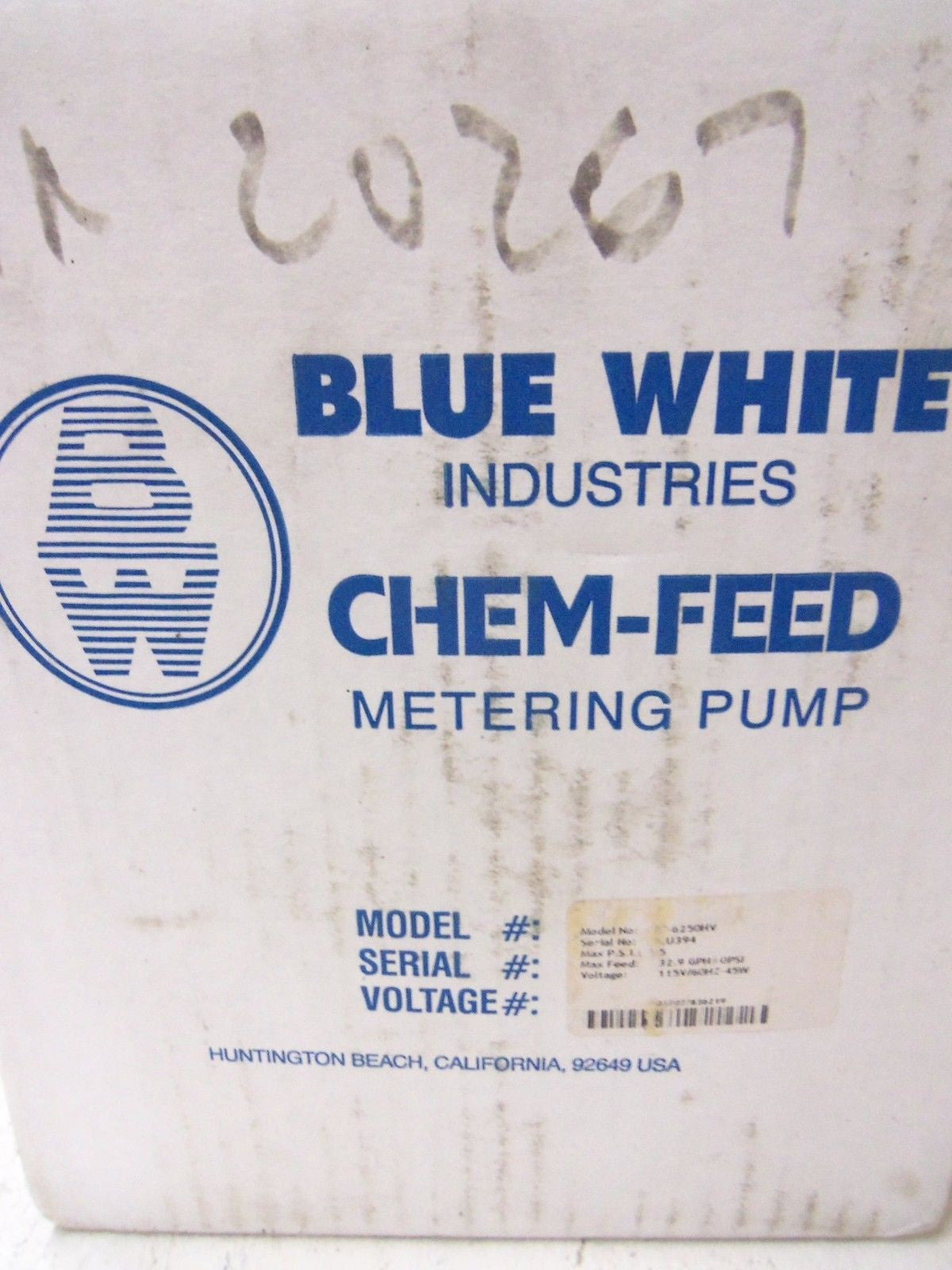 BLUE WHITE INDUSTRIES C-6250HV *NEW IN BOX*