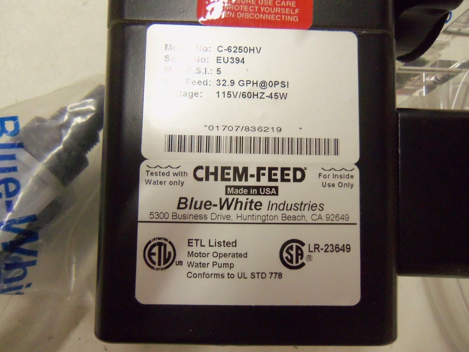 BLUE WHITE INDUSTRIES C-6250HV *NEW IN BOX*