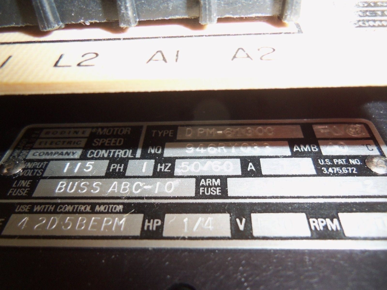 BODINE ELECTRIC DPM-61300 MOTOR SPEED CONTROL *USED*