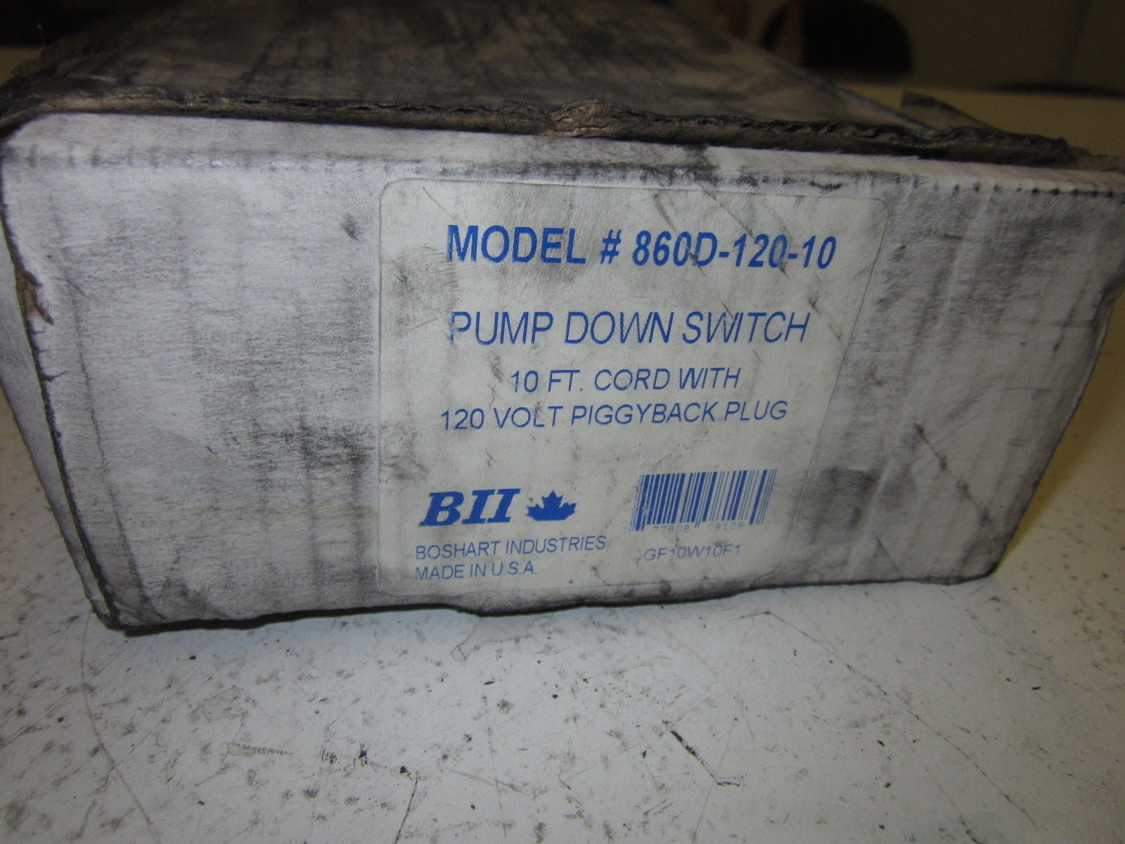 BOSHART 860D-120-10 PUMP DOWN SWITCH *NEW IN BOX*