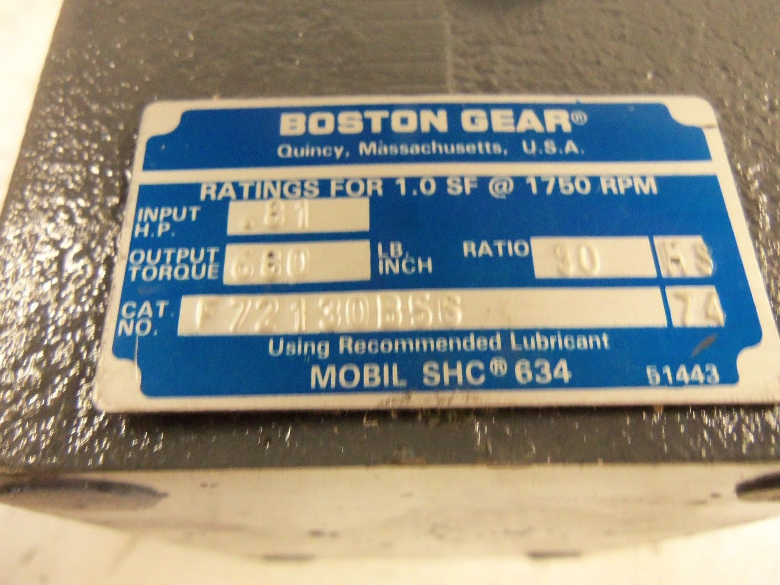 BOSTON GEAR F72130B56 REDUCER *USED*