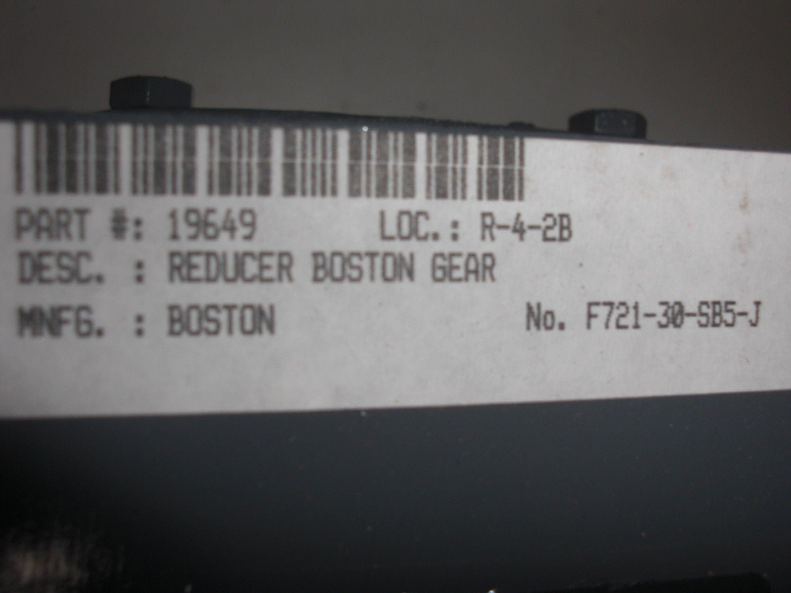 BOSTON GEAR F72130B5J REDUCER 30:1RATIO 871LB/IN .99HP *USED*
