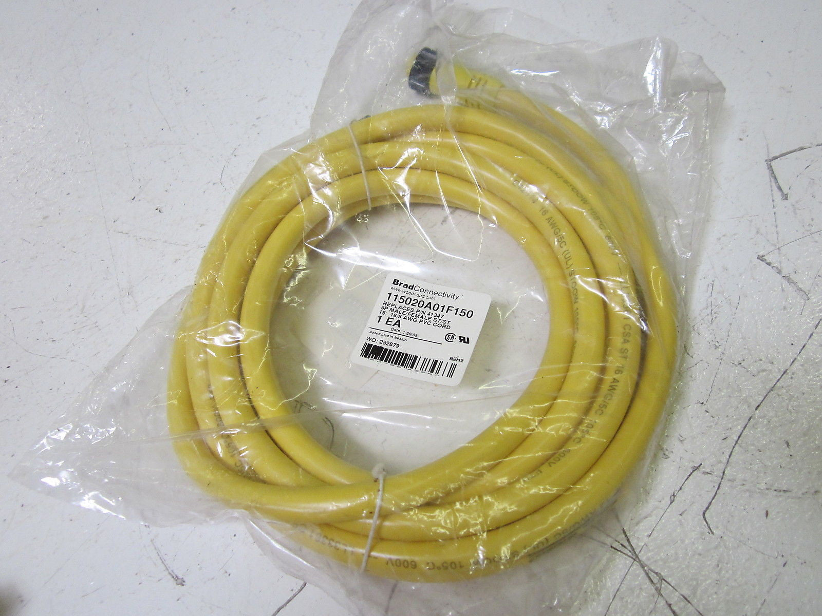 DANIEL WOODHEAD 41347 115020A01F150 CORDSET *NEW IN FACTORY BAG*