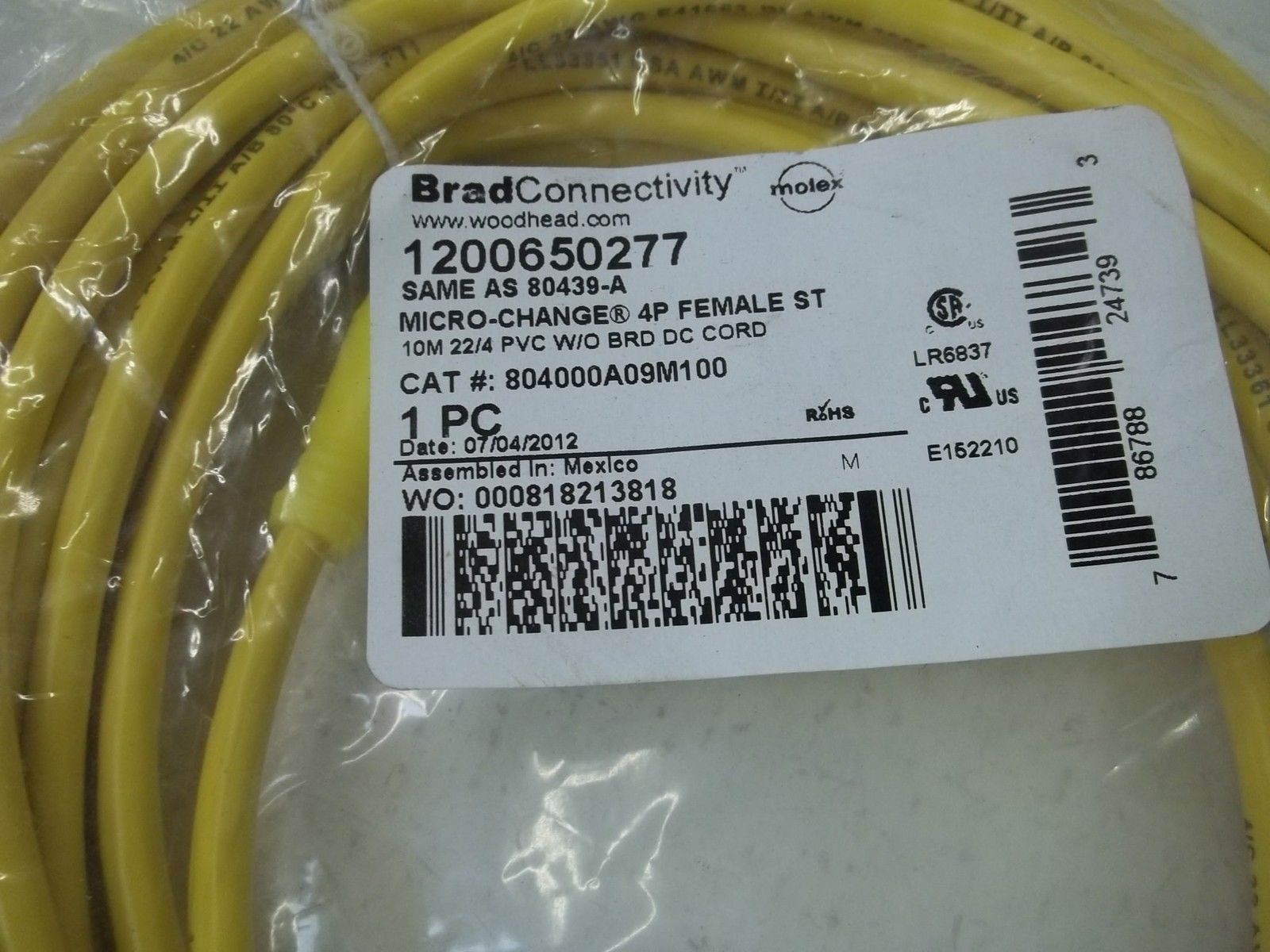 DANIEL WOODHEAD 80437-A 804000A09M100 MICRO-CHANGE 4P FEMALE * NEW *