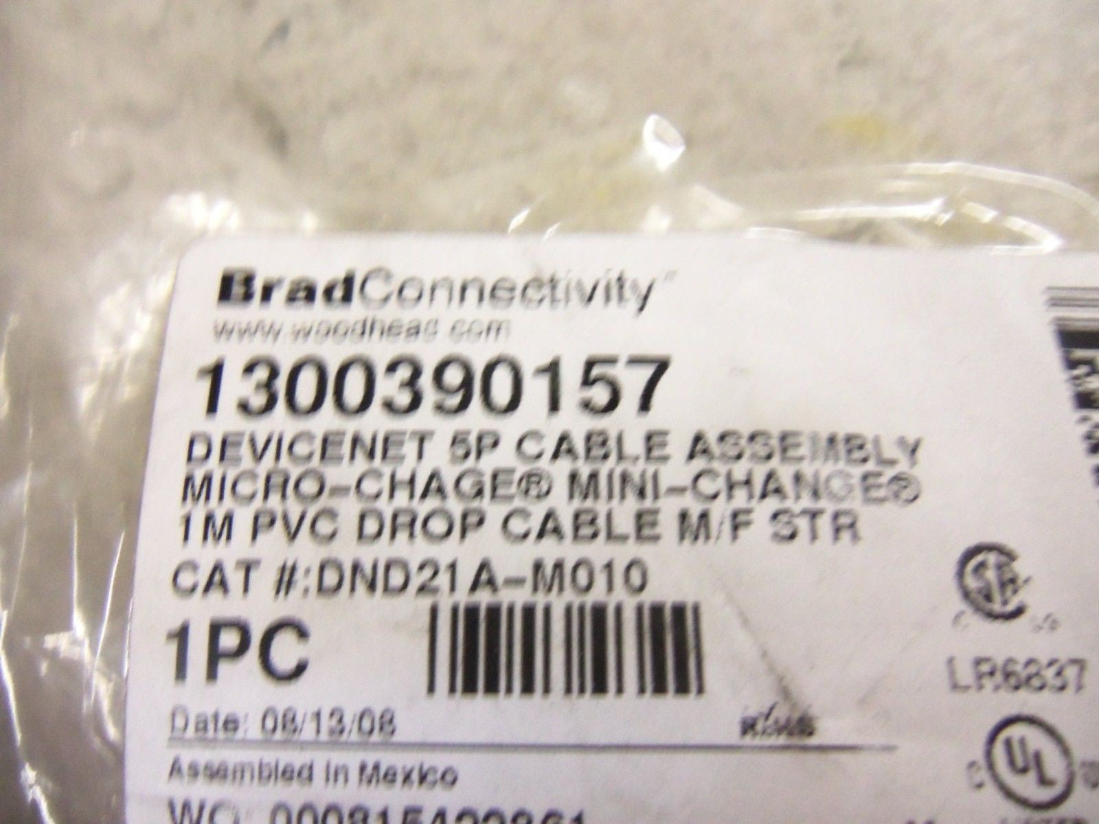 BRAD CONNECTIVITY MICRO-CHANGE 1300390157 CABLE DND21A-M010 *NEW IN FACTORY BAG*