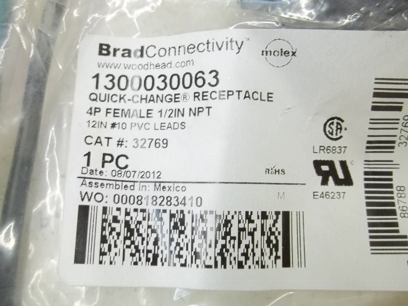 DANIEL WOODHEAD 32769 1300030063 QUICK-CHANGE RECEPTACLE *NEW IN A BAG*