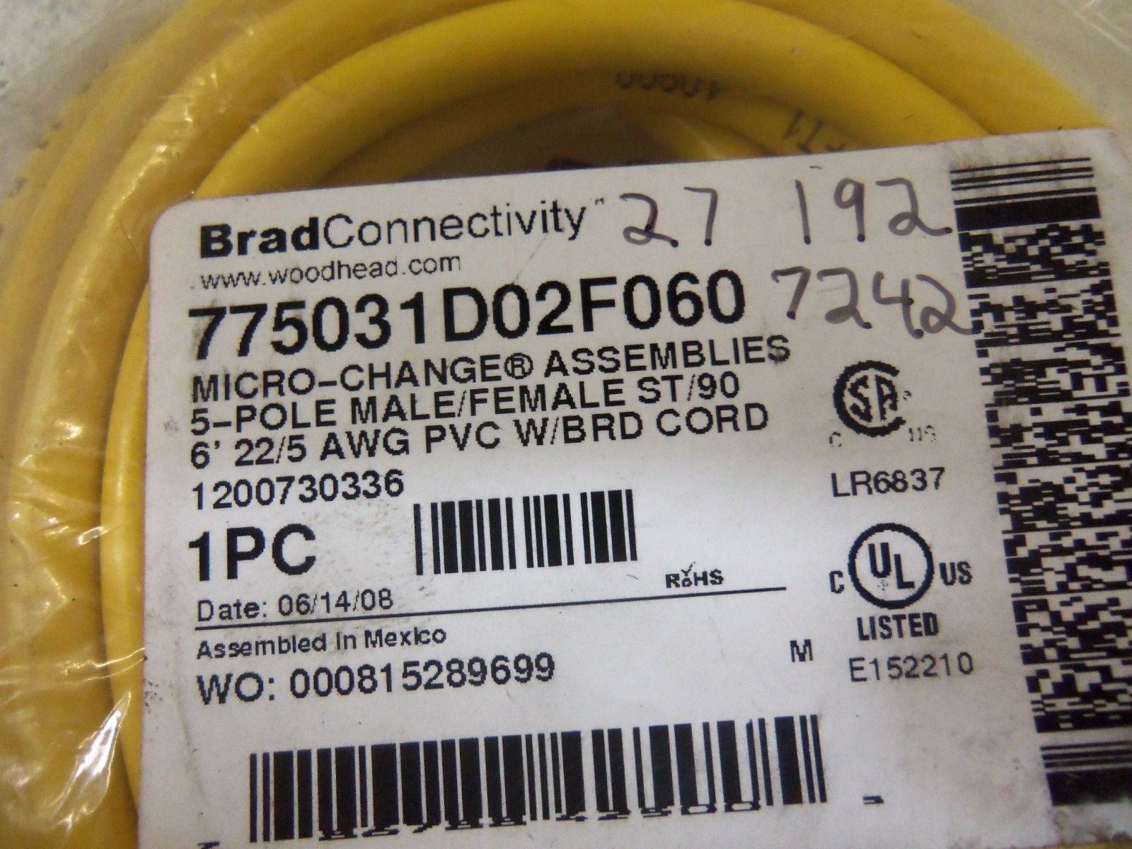 BRAD CONNECTIVITY 775031D02F060 CONNECTOR  *NEW IN FACTORY BAG*