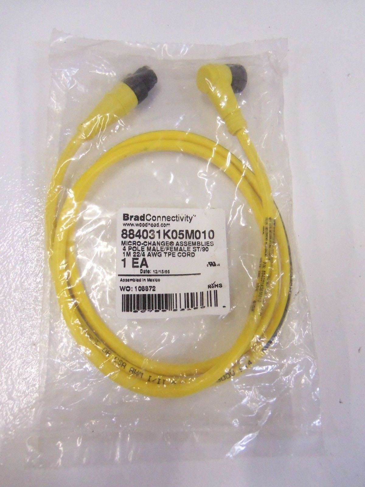 BRAD CONNECTIVITY 884031K05M010 CORDSET  *NEW IN BAG*