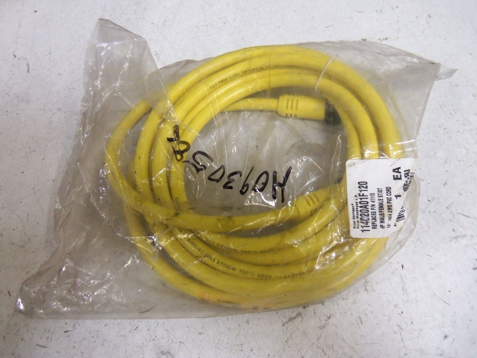 DANIEL WOODHEAD 41115 114020A01F120 CORDSET *NEW IN FACTORY BAG*