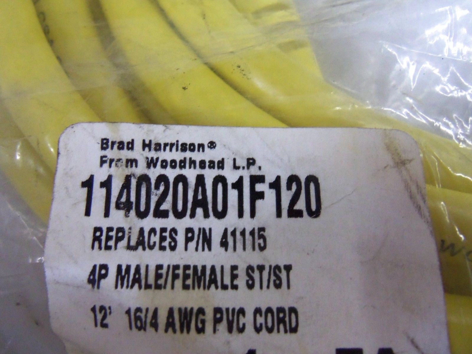 DANIEL WOODHEAD 41115 114020A01F120 CORDSET *NEW IN FACTORY BAG*