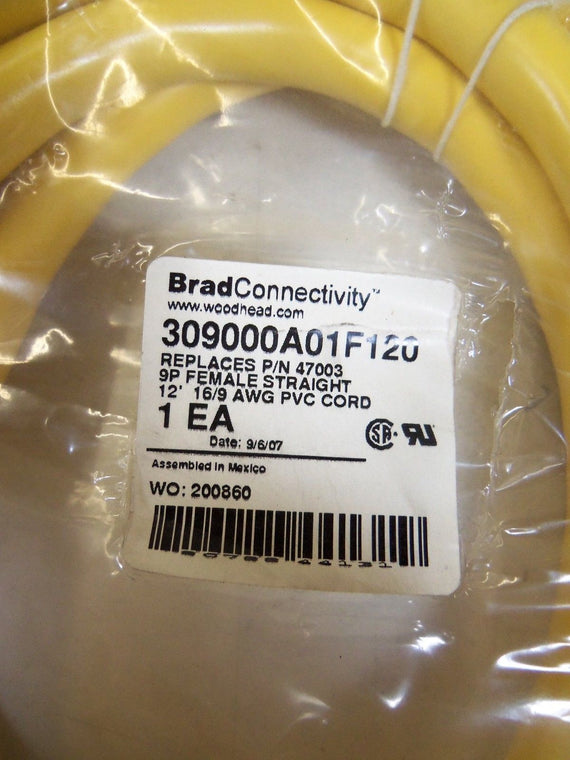 DANIEL WOODHEAD 47003 309000A01F120 FEMALE CORDSET *NEW IN FACTORY BAG*