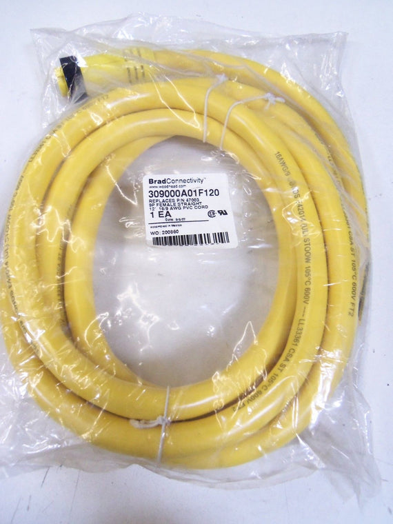 DANIEL WOODHEAD 47003 309000A01F120 FEMALE CORDSET *NEW IN FACTORY BAG*