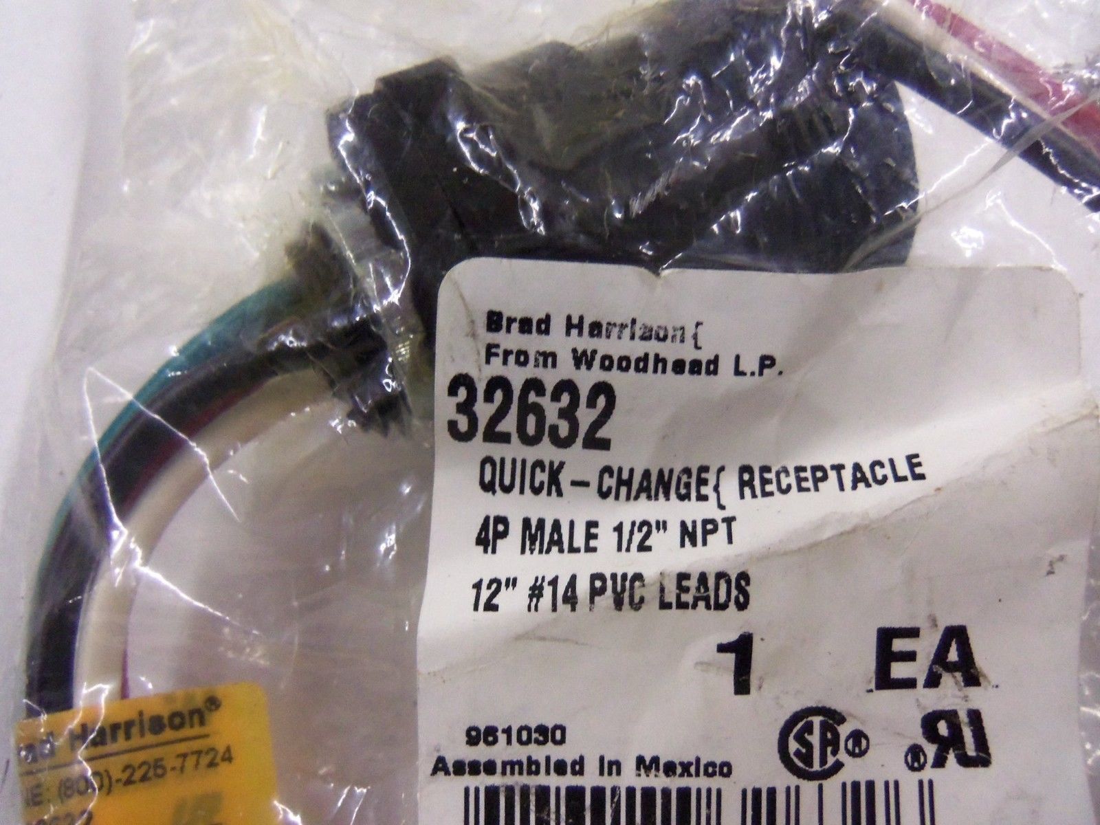 DANIEL WOODHEAD 32632 130030048 MALE RECEPTACLE * NEW IN FACTORY BAG *