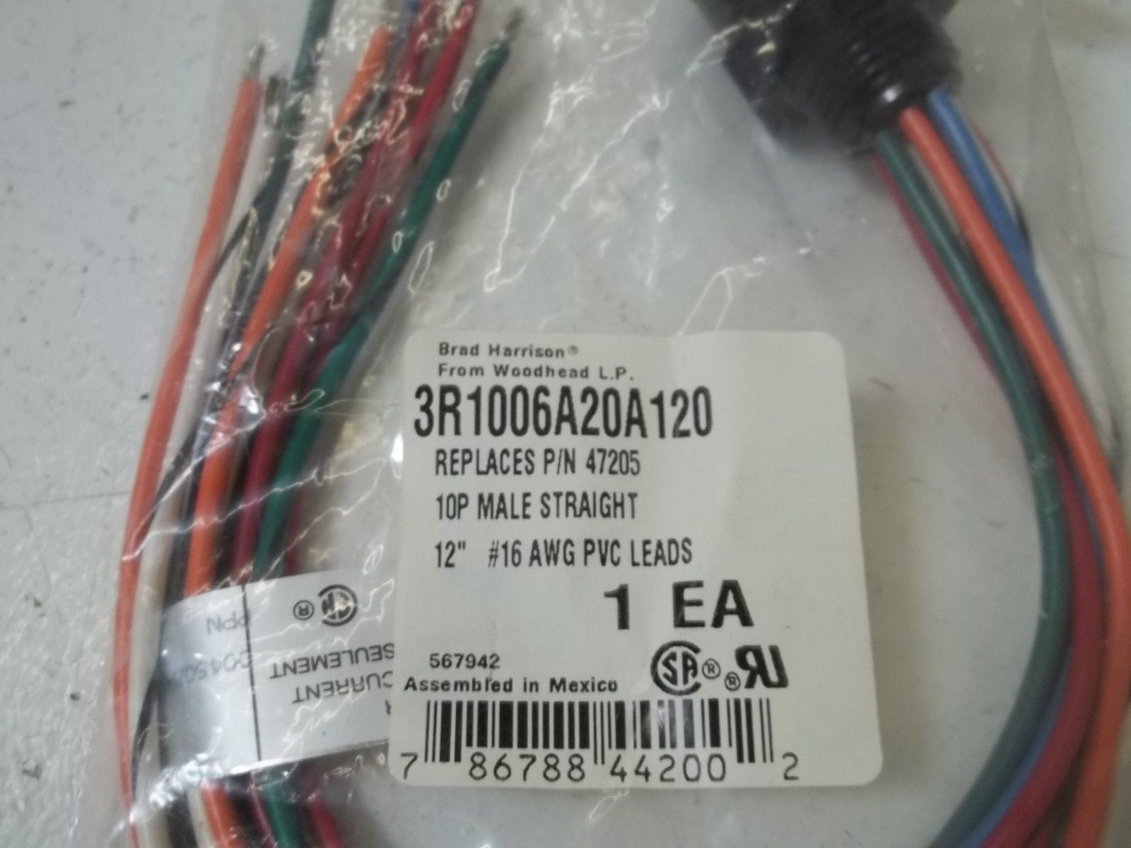 BRAD HARRISON 3R1006A20A120 STRAIGHT CONNECTOR *NEW IN A BAG*