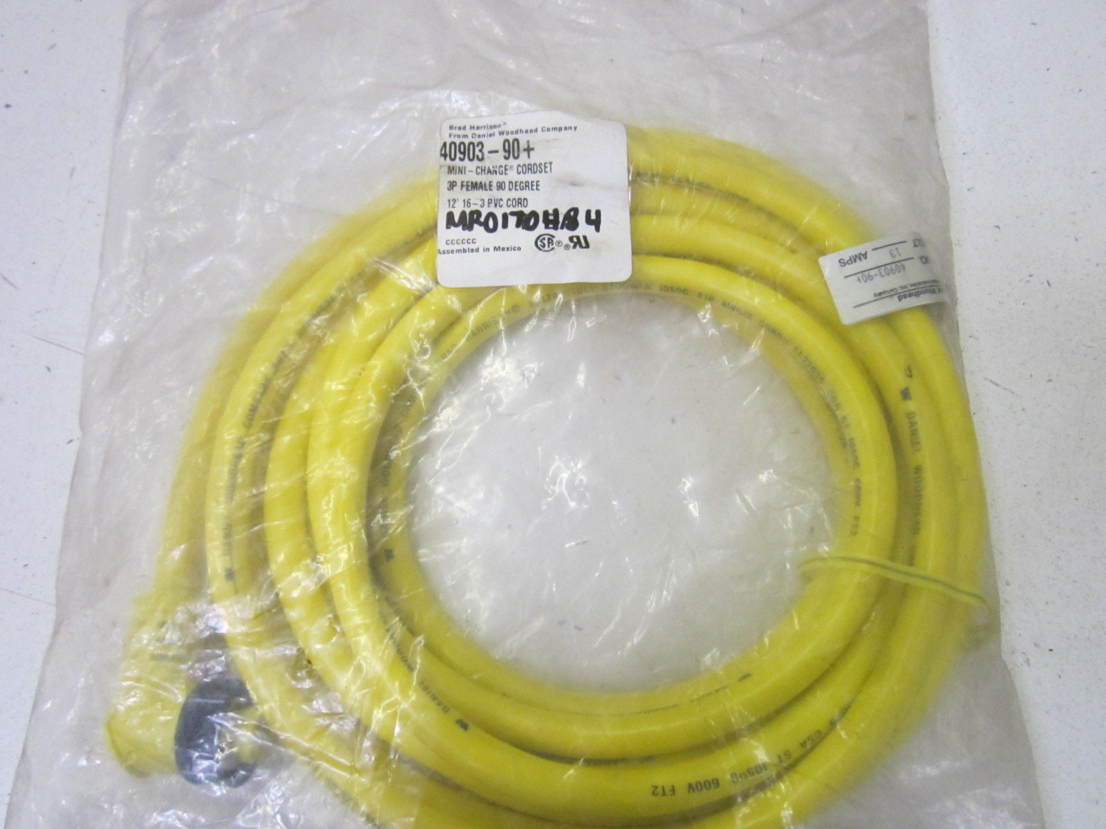 DANIEL WOODHEAD 40903-90+ CORDSET *NEW IN FACTORY BAG*